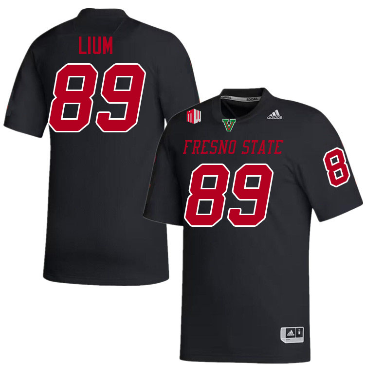 Men #89 Brock Lium Fresno State Bulldogs College Football Jerseys Stitched-Black